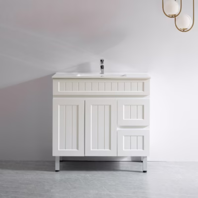 900mm ACACIA Slim Matte White Waterproof Vanity on Legs