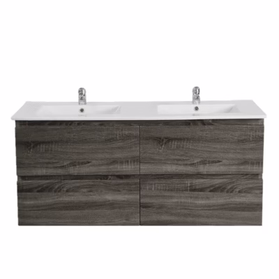 1200mm Dark Grey Wood Grain Wall Hung Drawer Vanity D/B
