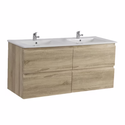 1200mm White Oak Wall Hung Drawer Vanity D/B