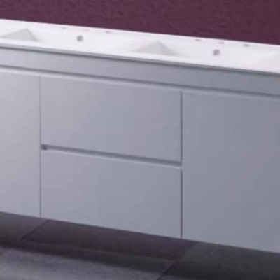 1200mm Wall Hung Double Bowl Vanity (mid-drawer)