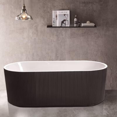 FLUTED GLOSS BLACK Freestanding Bathtub
