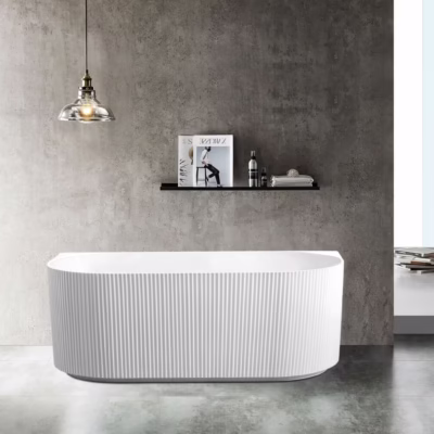 FLUTED GLOSS WHITE Back to Wall Bathtub