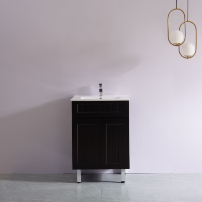 600mm Acacia Matte Black PVC Waterproof Vanity on Legs