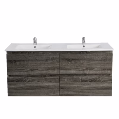 1500mm Dark Grey Wood Grain Wall Hung Drawer Vanity D/B