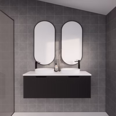 1200mm VIENNA Matte Black Wall Hung Vanity(Double Bowl)