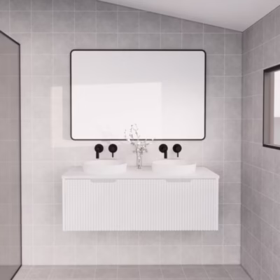1200mm VIENNA Matte White Wall Hung Vanity(Double Bowl)