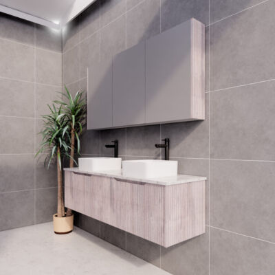 1500mm VIENNA White Oak Wall Hung Vanity(Double Bowl)