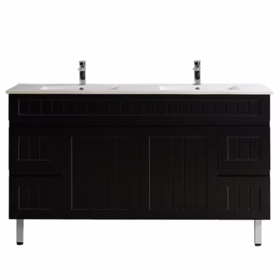 1500mm ACACIA Matte Black Waterproof Vanity on Legs (Double Bowl)