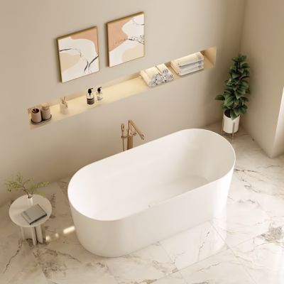 ISEO Ultra-Slim Freestanding Gloss White Bathtub (1300-1700)mm