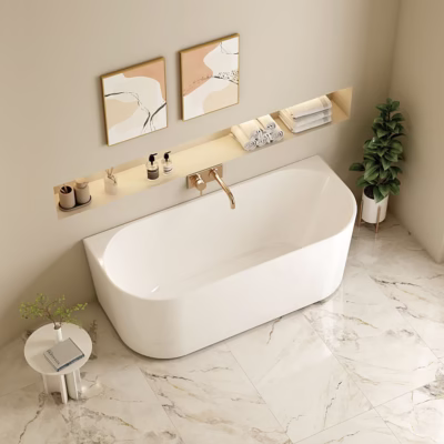 Musen Back-to-Wall Gloss White Bathtub (1400-1700)mm