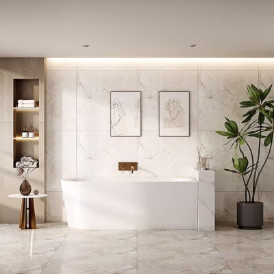 Nova Right-Hand Corner Gloss White Bathtub (1400-1700)mm