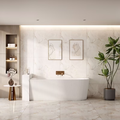 Rose V-Groove Left-Hand Corner Matt White Bathtub (1500-1700)mm