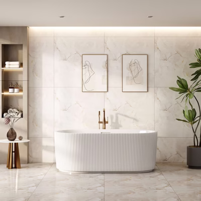 Rose Fluted V-Groove Freestanding Matt White Bathtub (1500-1700)mm