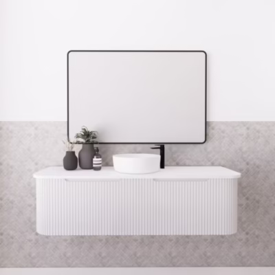 Bergen Matte White 1500mm Wall Hung Vanity (Single Bowl)