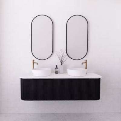Bergen Matte Black 1500mm Wall Hung Vanity (Double Bowl)