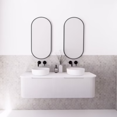 Bergen Matte White 1500mm Wall Hung Vanity (Double Bowl)