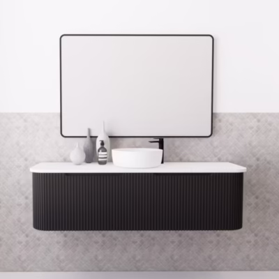 Bergen Matte Black 1500mm Wall Hung Vanity (Single Bowl)