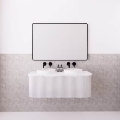 Bergen Matte White 1200mm Wall Hung Vanity (Double Bowl)