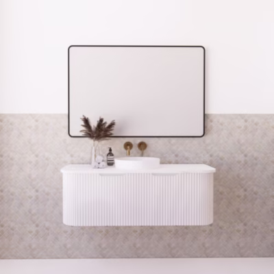 Bergen Matte White 1200mm Wall Hung Vanity (Single Bowl)