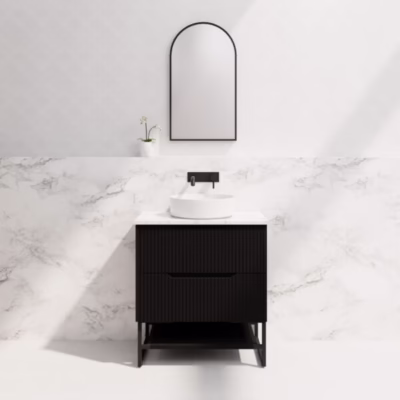 750mm BALI Matte Black Oak Vanity on Legs