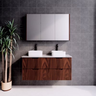 1200mm BALI Brown Oak Wall Hung Vanity(Double Bowl)