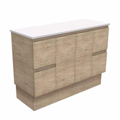 1200mm Edge Scandi Oak Vanity on Kickboard (Single Bowl)