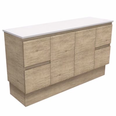 1500mm Edge Scandi Oak Vanity on Kickboard (Single Bowl)
