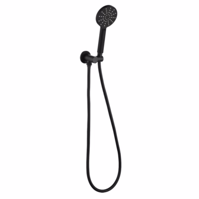 Cora Round Hand Shower On Wall Outlet Bracket MATTE BLACK