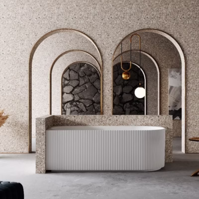 BELLA LEFT CORNER Gloss White Back to Wall Bathtub