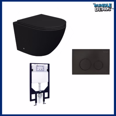 Koko Matte Black Tornado Flush Wall Hung Toilet Suite
