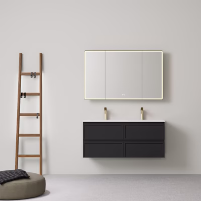 1200MM New Hamilton Federation Wall Hung Cabinet Matte Black (Double Bowl)