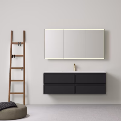 1500MM Matte Black Hamilton Federation Wall Hung Vanity (Single / Double Bowl)