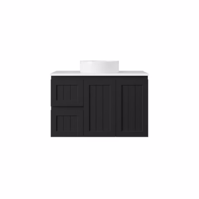 900MM Archill Federation Wall Hung Matte Black PVC Cabinet (L Hand Drawers)