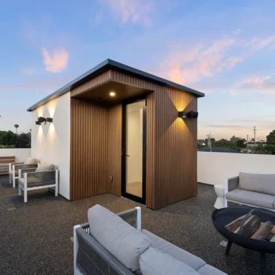 Teak & Black Outdoor Fluted Decor Panel