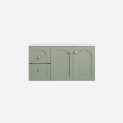900MM Chester Federation Wall Hung PVC Cabinet Olive Green (L Hand Drawers)