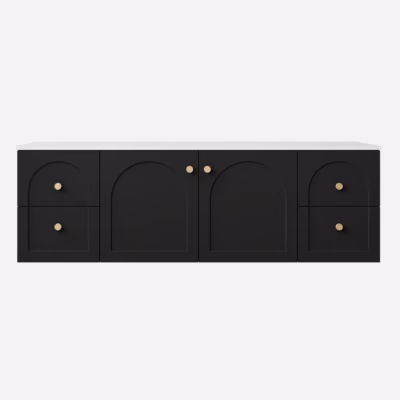 1500MM Matte Black Chester Federation Wall Hung PVC Cabinet (Single / Double Bowl)