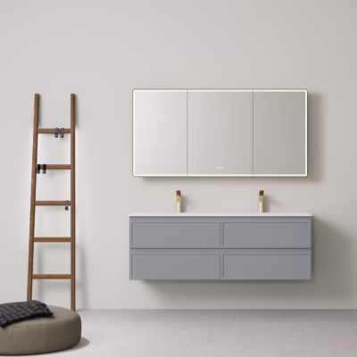 1500MM Matte Grey Hamilton Federation Wall Hung Vanity (Single / Double Bowl)