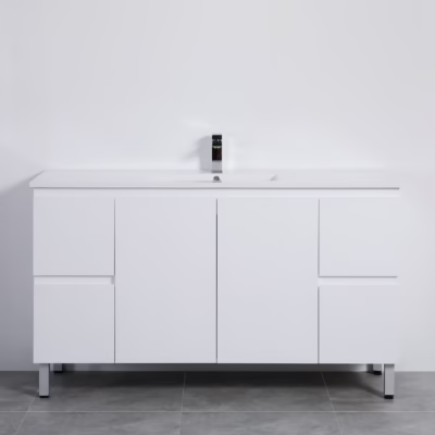 1500MM Alpha Free Standing PVC Waterproof Vanity (Single / Double Bowl)