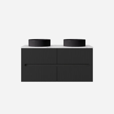 1200MM Cabarita Wall Hung PVC Cabinet Matte Black (Double Bowl)