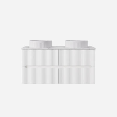 1200MM Cabarita Wall Hung PVC Cabinet Matte White (Double Bowl)