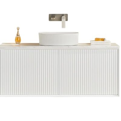 1200MM Kliff Wall Hung PVC Cabinet Matte White (Single Bowl)