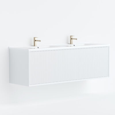 1200MM Kliff Wall Hung PVC Cabinet Matte White (Double Bowl)