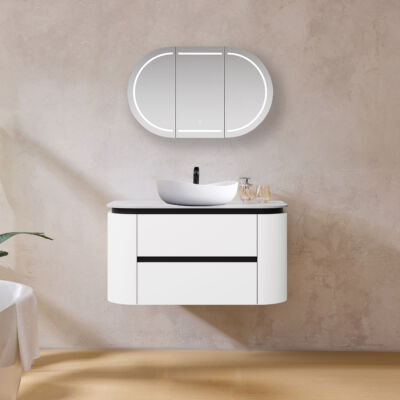 900MM Devito Wall Hung PVC Cabinet Matte Black and White