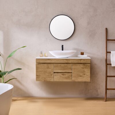1500MM Camden Wall Hung Prime Oak Cabinet (Single / Double Bowl)