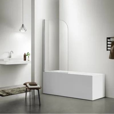 CHROME Single Panel Swing Bath Screen