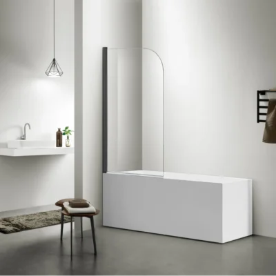 MATTE BLACK Single Panel Swing Bath Screen