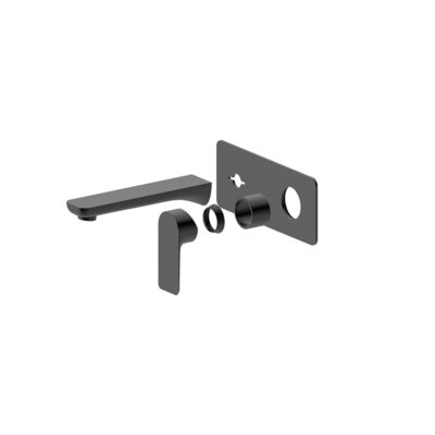 LUXUS Black Wall Mixer with Spout