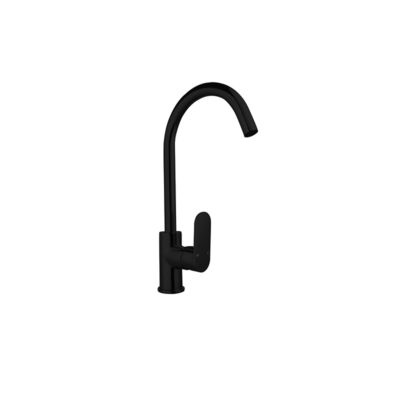 OVAL Gooseneck Black Sink Mixer