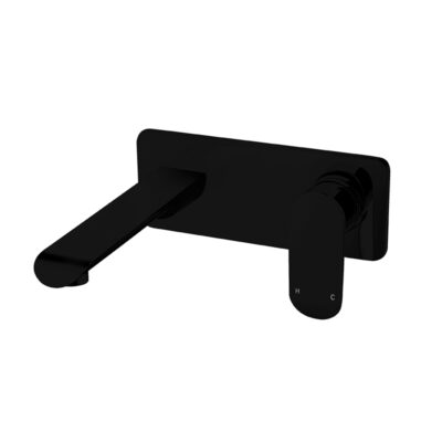 OVAL Black Wall Mixer with Spout