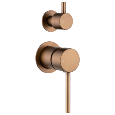 Brushed Copper LUCID PIN Series Diverter Mixer With Separate Cover Plate